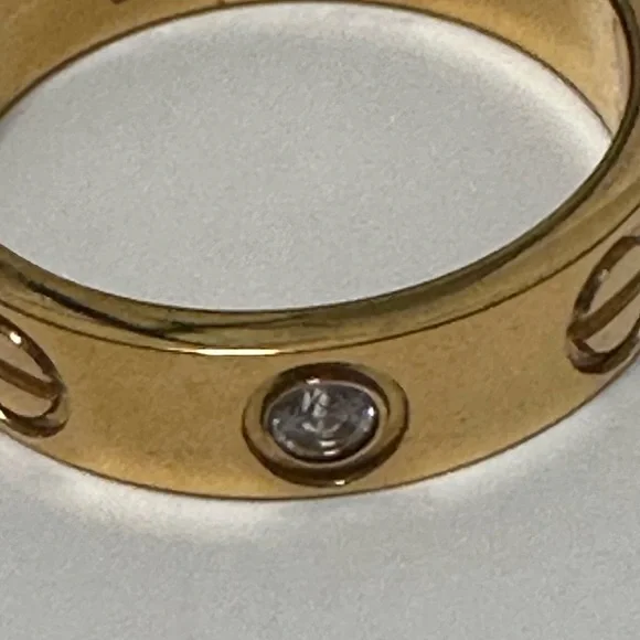 Love Ring Cartier style Gold and crystal band 7 - Picture 8 of 10